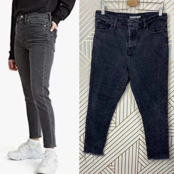 LEVIS Wedgie Skinny Jeans in‎ Black Gray Denim High Rise Size US 32 - Picture 1 of 12